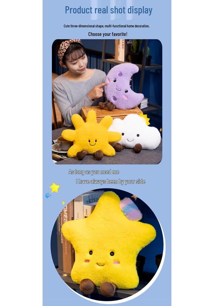 Nordic Style Sun, Moon & Star Plush Toy Cushion Set