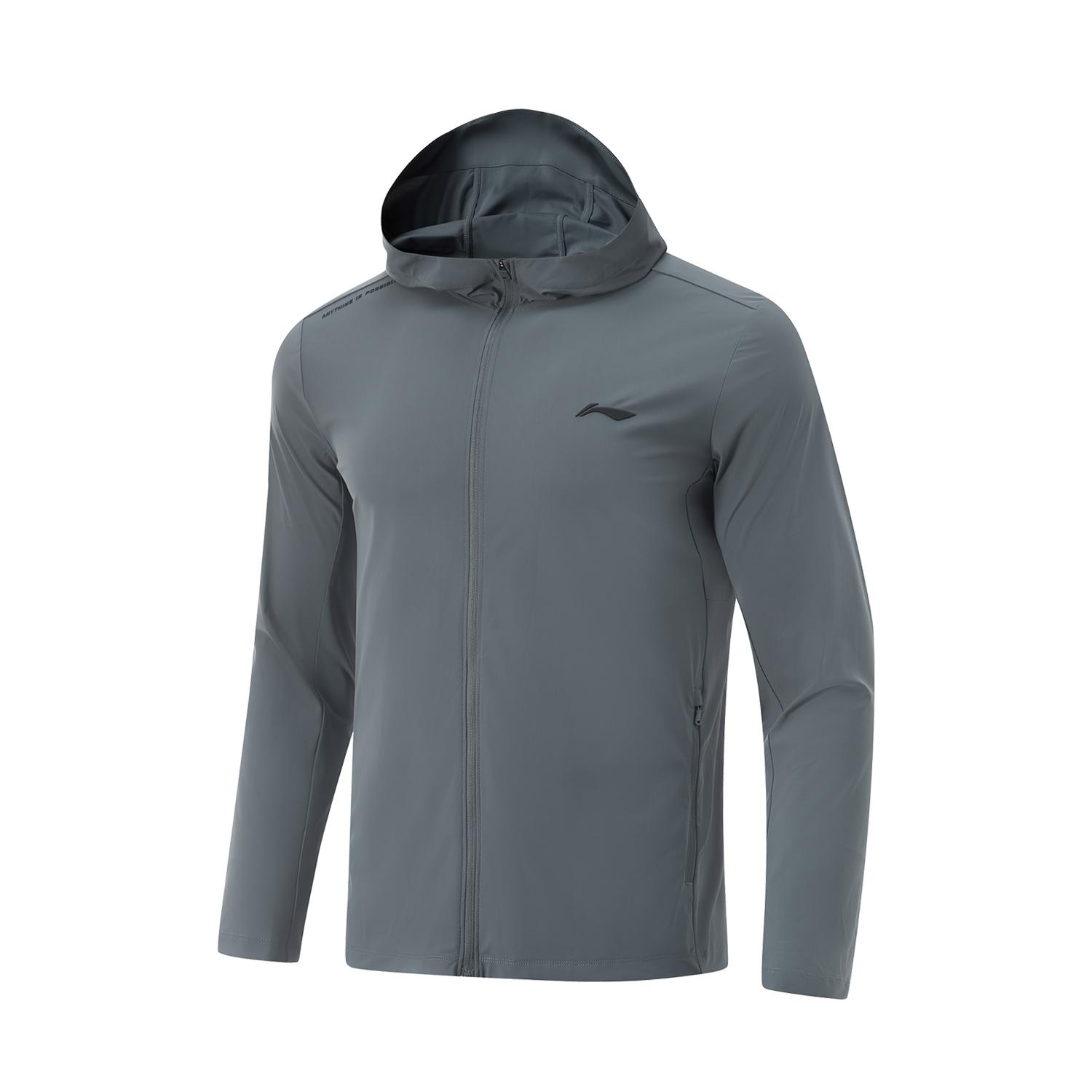 Li-Ning Fitness Series UPF 50+ Ice-Sense Hooded Jacket Grey Men AFDV613-8 S