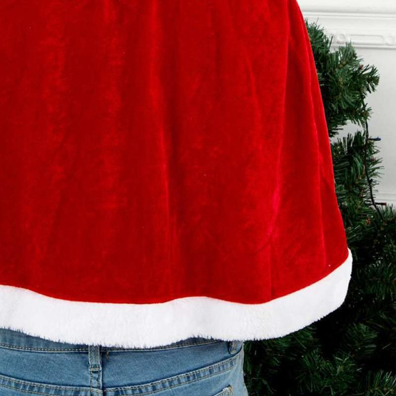 Christmas Santa Claus Party Costume Dress Up Shawl with Hat Outfit Red & White Gold Velvet 3 Type Optional for Adult Kid