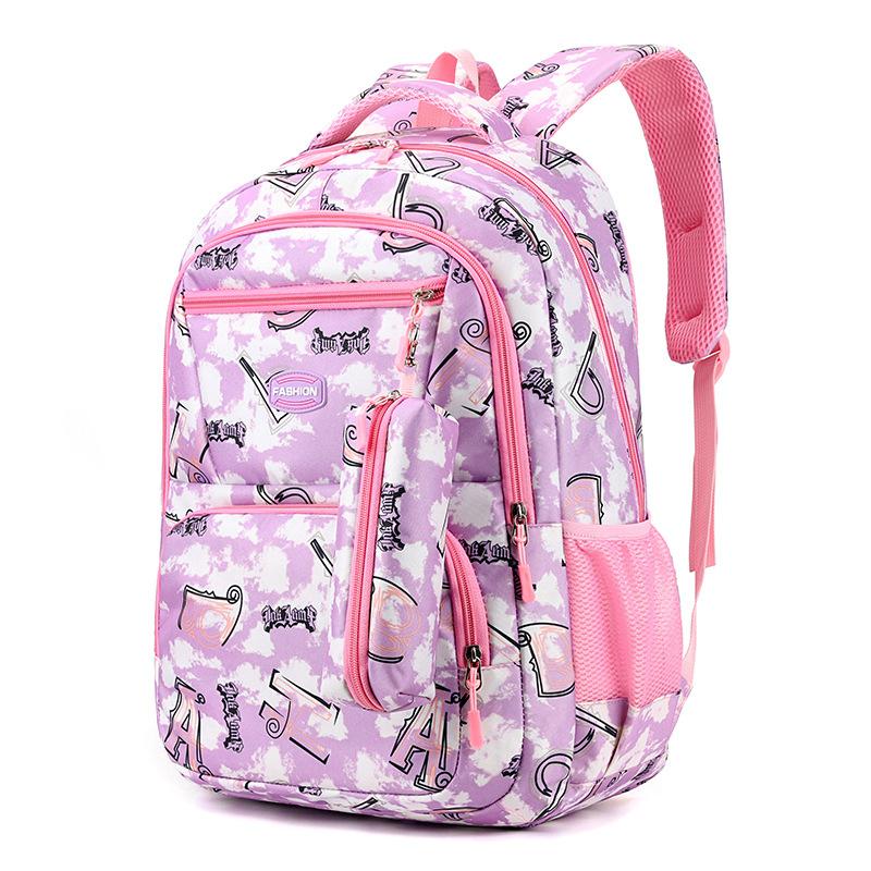Child Patterned Alphabet Schoolbag Anti Splashing Water Wear Backpack Resistant