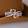 Two Tone Rose Gold Silver Color Double Heart Rings For Women White Zircon Ins Infinity Wedding Bands Bridal Engagement Jewelry
