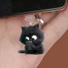 2D Flat Acrylic Black Cat Phone Dust Plug For Iphone Universal Type-C Charging Port Protector Stopper Anti-Dust Plug Pendant