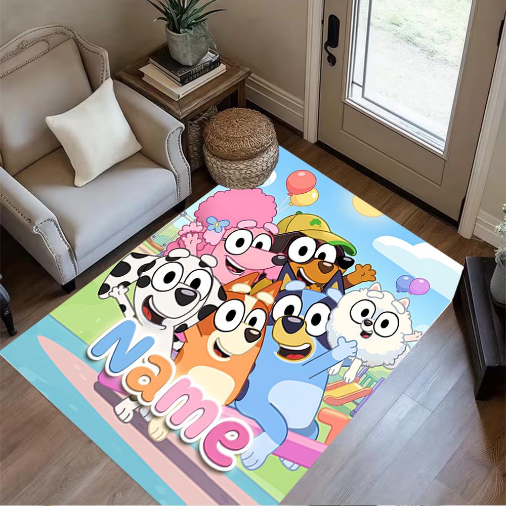 Bluey's Bubble Adventure Customize Your Name Floor Rug Office Rug Perfect for Playrooms Living Rooms Study room Balcony Antislip Carpet