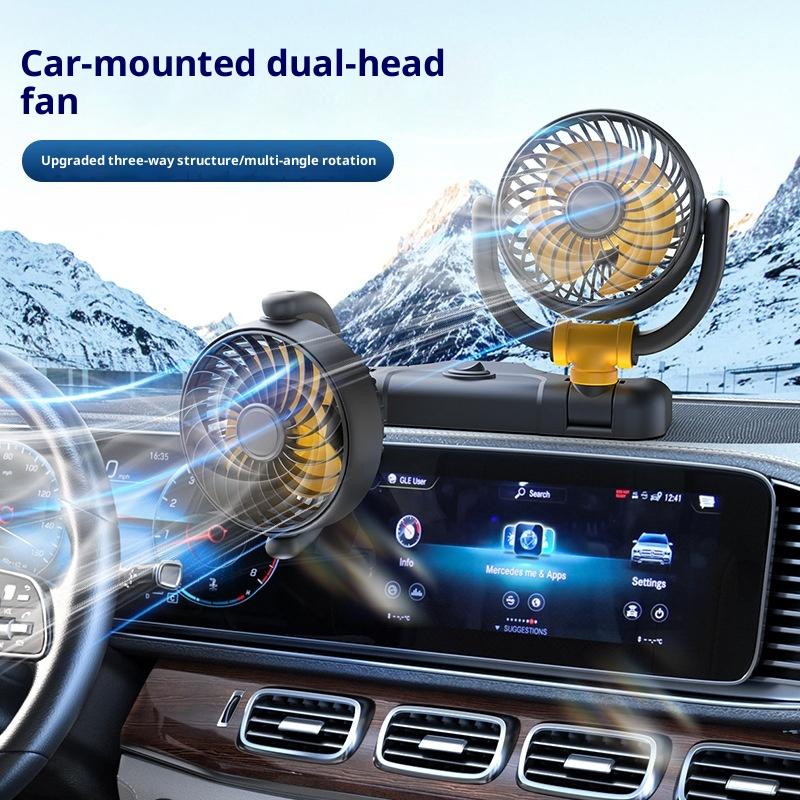 Dual Head Car Fan For Back Seat 3 Speeds Usb Car Rear Headrest Fan For Kids Baby Extender Arm 360°Rotatable Air Cooling Fan