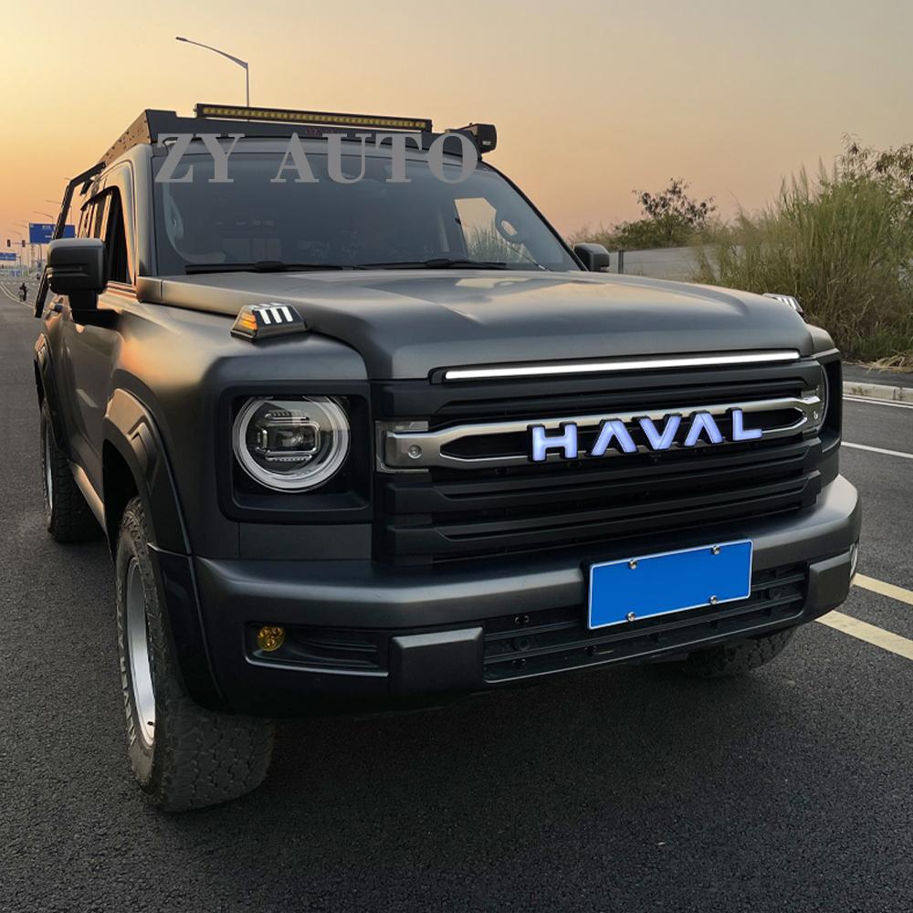 For Great Wall GWM Haval 2th H9 2024 2025 Car Front Grille Luminescent Middle Grid Badge Logo Emblem Cover Markers Accessories
