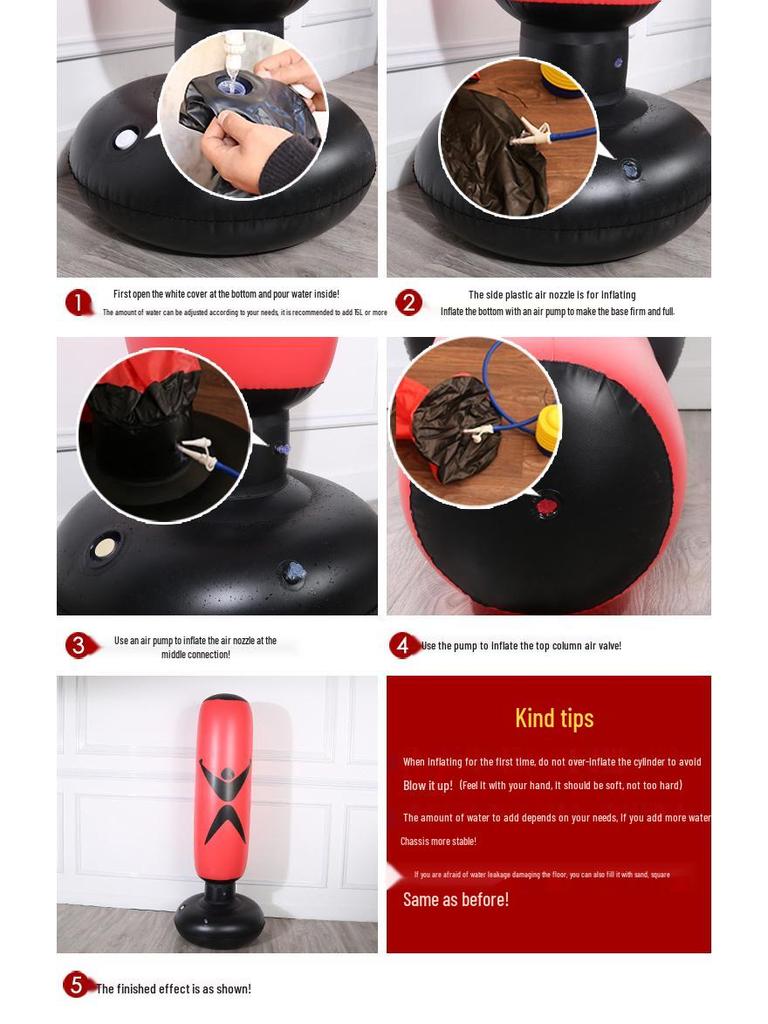 1.6m Inflatable Adult Fitness Punching Bag - Standing Boxing Column & Venting Toy