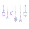 6Pcs Eid Mubarak Islamic Muslims Party Supplies Glittering Banners Star Moon Hanging Ornaments Ramadans Festival Decors