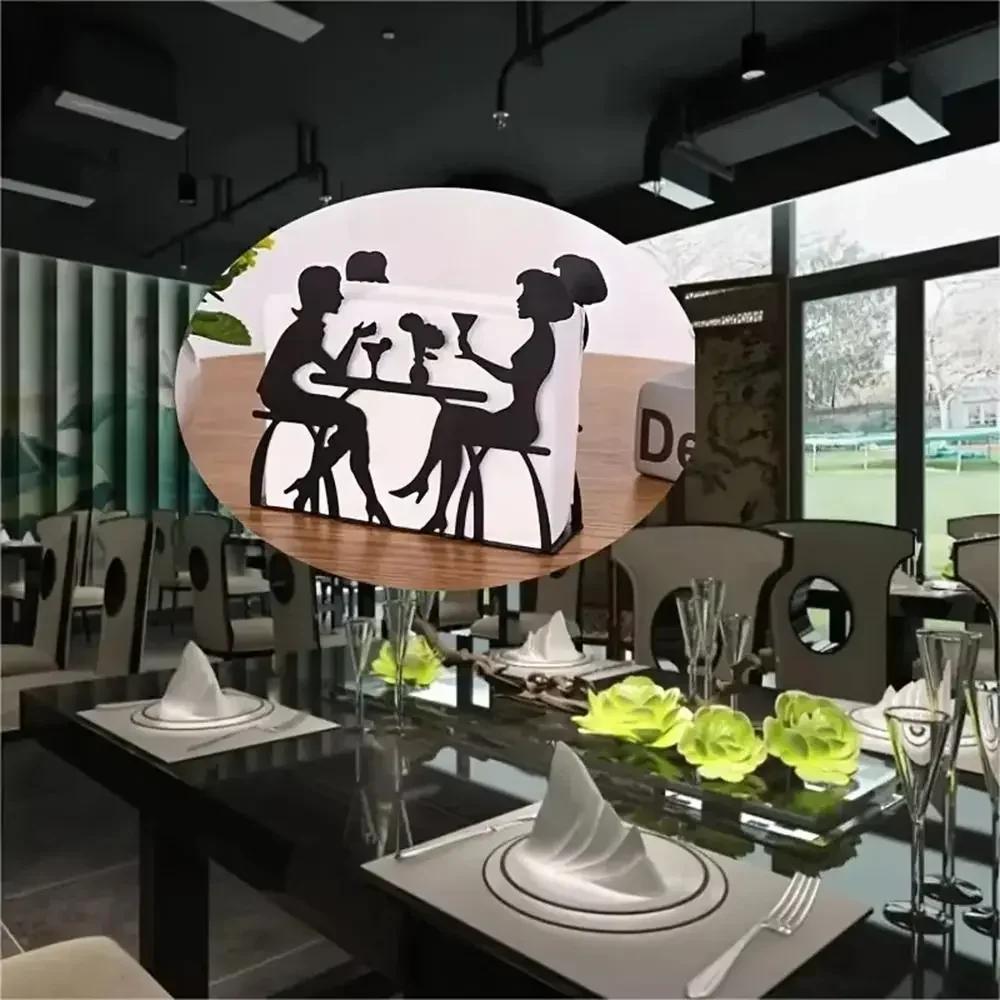 Schwarzer Papierhandtuchhalter Metall Modernes Taschentuch-Aufbewahrungselement Hohl Design Eisenkunst Schreibtischdekoration Zubehör