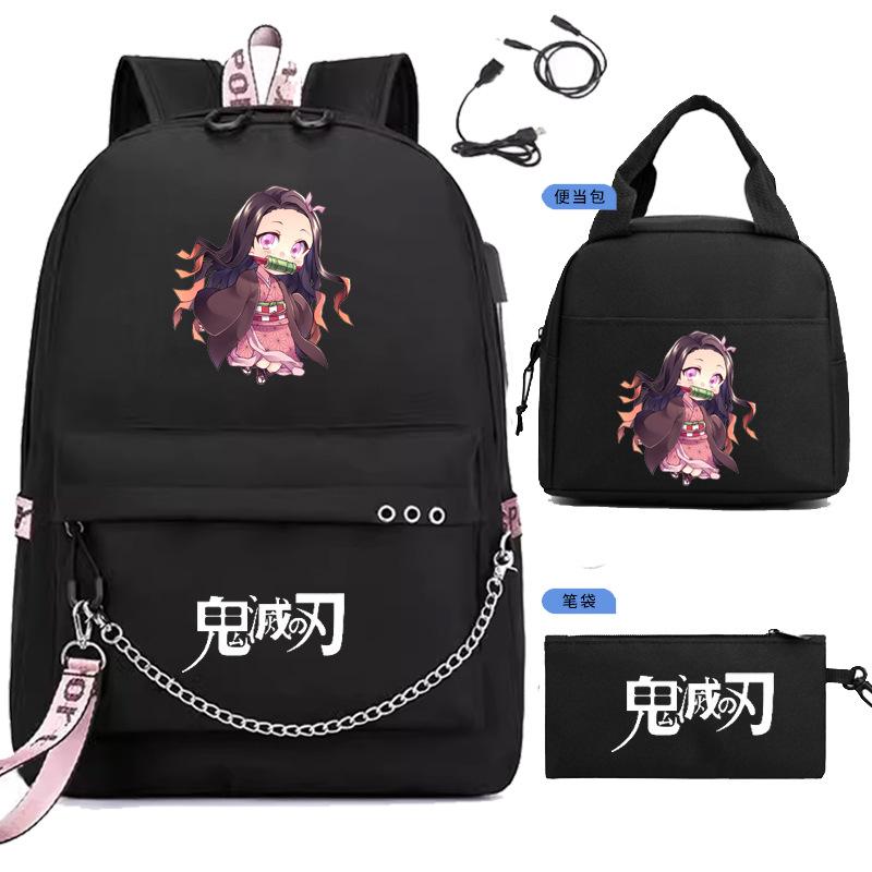 Japan Cartoon Comics Demon Slayer Anime School Backpack Student Three-Piece Set 0020