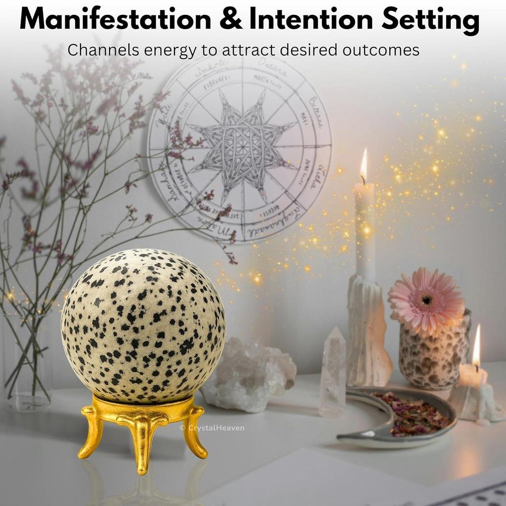 Certified Dalmatian Jasper Crystal Ball for Meditation - Premium Crystal Vastu Items for Home and Feng Shui Items
