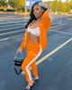 European and American Women's Fashion Letter Embroidery Zipper Sport Casual Two-Piece Set
