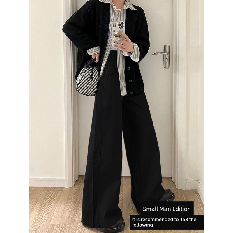 mm American Autumn Fat Sister Stylish Cargo Pants Black Petite Fit Suit Fabric XL