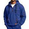 Sudadera con capucha y cremallera de manga larga informal para hombre con múltiples bolsillos
