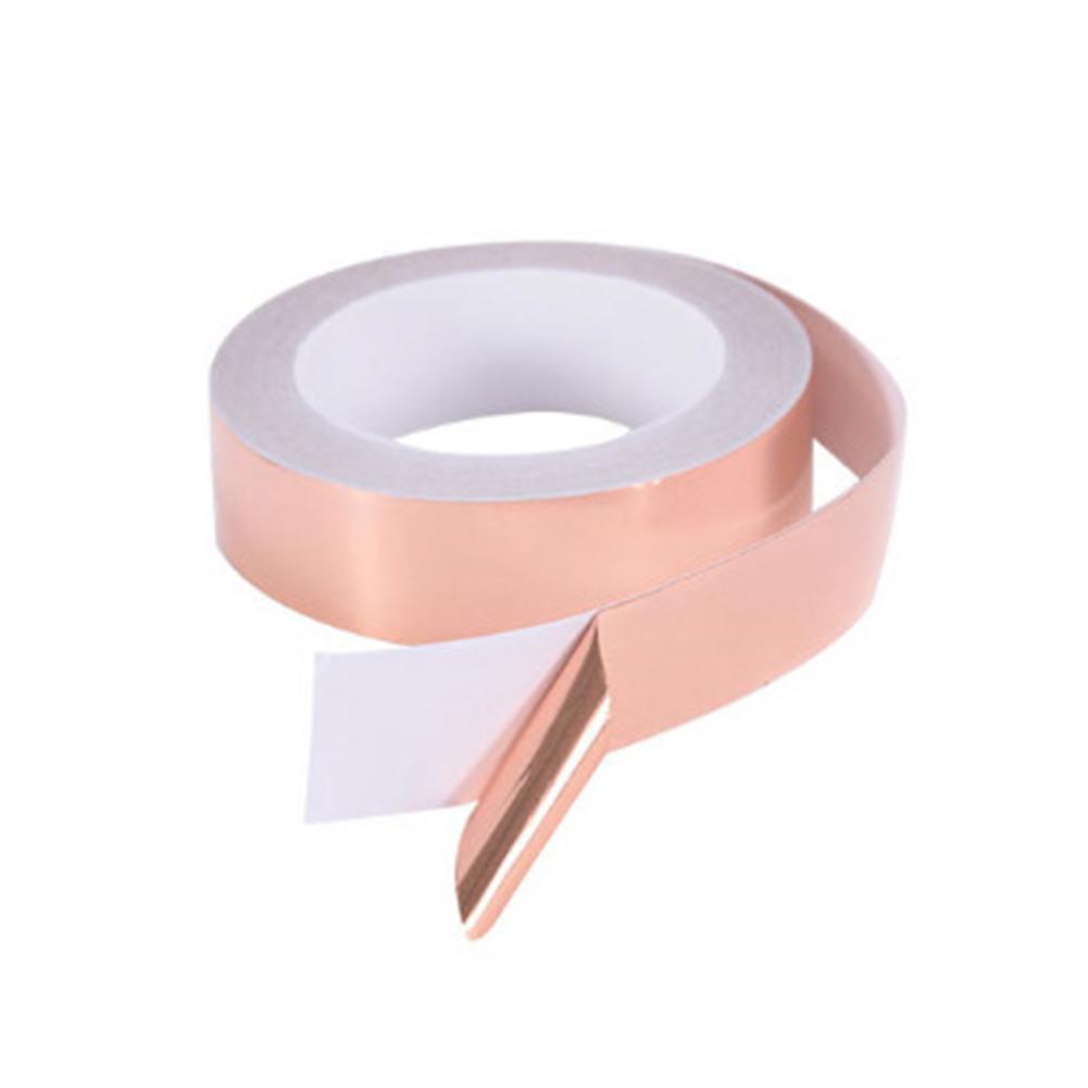 5m Conductive Copper Foil Tape Conductive Shielding Tape Self Adhesive Slug Repellent Tape Double-sided 25mm for Slug Snail