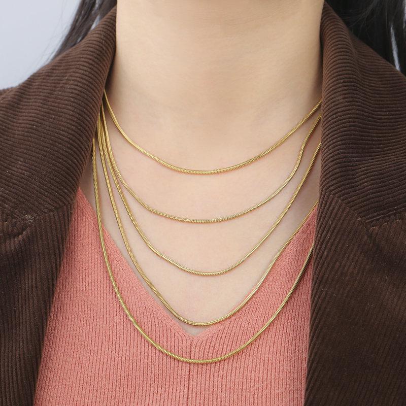 Superfine Round Snake Bone Chain Necklace - 0.9/1.2/1.5/2mm Thick, Versatile Clavicle Accessory for DIY Jewelry Making