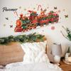 Kids Room Christmas Ornament Train Wall Sticker, Santa Claus Reindeer Decals, Self Adhesive Waterproof Glass Stickers Murals, Removable PVC Art Decor