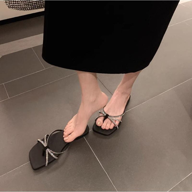 Water Diamond Shoes Thin Flat Flip-flops Women's Flip-flops for Outerwear