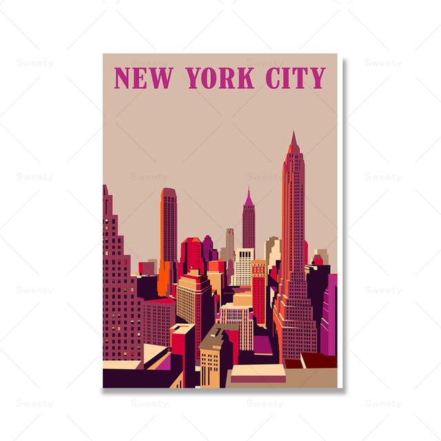 New York City Manhattan-plakat og trykt New York-kartturismelandskapsoljemaleri