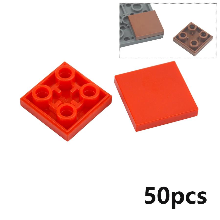 50Pcs Smooth 2X2 Inverted Building Blocks DIY enlighten Flat Tile Brick Educational Toys Assembles Particles Compatible 11203