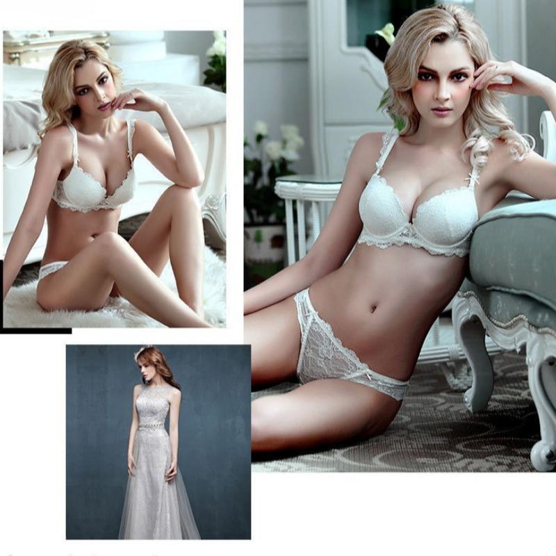 Set Reggiseno Push-Up Sexy in Pizzo Europeo, Set Lingerie a Coppa Sottile Sopra e Spessa Sotto, Raccoglie il Grasso Laterale e Solleva il Seno per Donne con Seno Piccolo