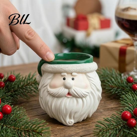 Christmas Themed Desk Accessory Cute Santa Claus Resin Flowerpot, Decorative Desktop Window Sill Decoration Planter, Hand Painted Container for Indoor