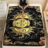 1PC Sun and Moon Print Flannel Blanket, High quality All Seasons, Home Decor, Warmth and Comfort, Perfect for Christmas Gifts