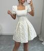 Spring and summer European and American temperament elegant bubble sleeves show height A square neck dress women's clothing
