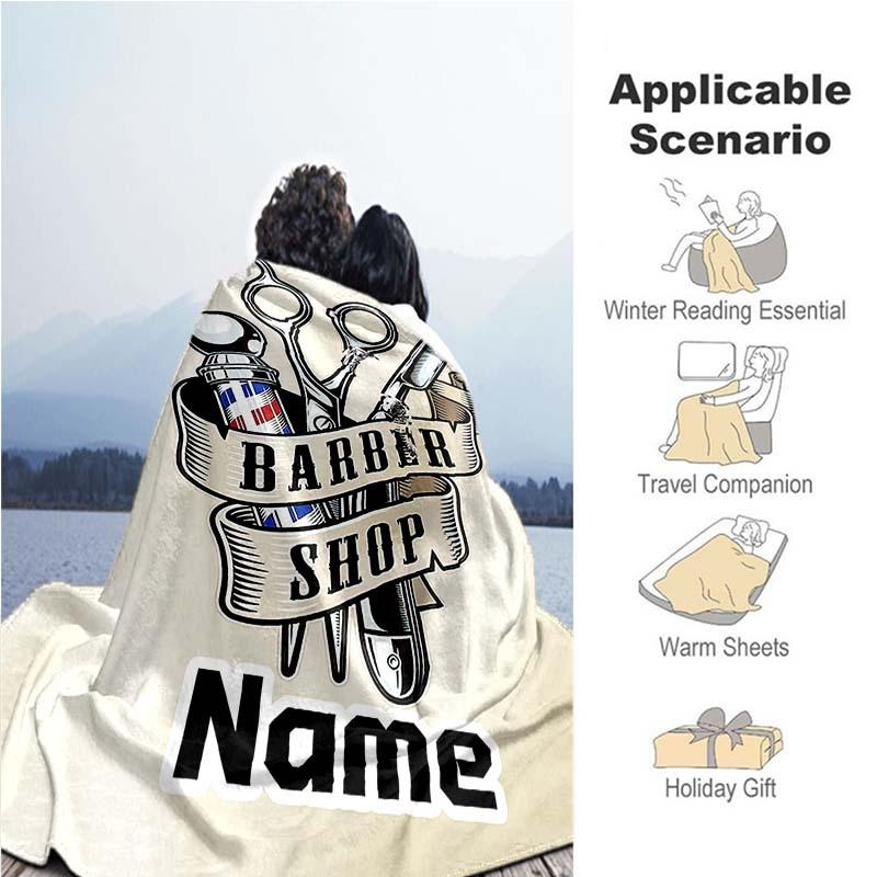 Haircut Scissors Customize Your Name Blanket Warm Comfortable Soft Blanket For Chair Office Sofa Bed Sofa Office Camping Suitable For Gifting