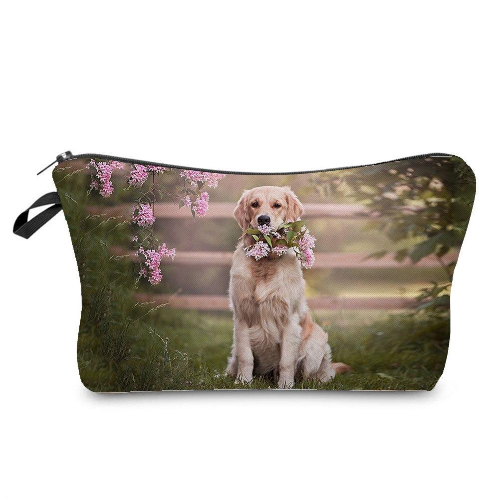 Women Dog Print Cosmetic Bag Toiletries Organize Travel Storage Case 6873