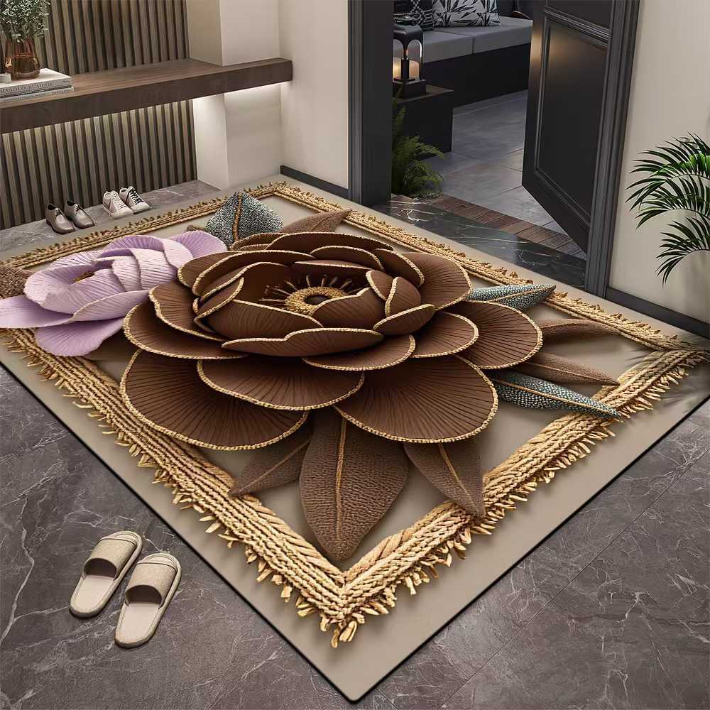 

3D Цветочный ковер Коврик для входной двери Коврик для ванной Впитывающий коврик для ног Противоскользящий коврик для ног 40*60cm