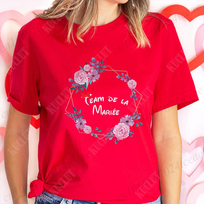 JGA Zukünftige Braut T-Shirt Braut Hochzeit Team Braut Brautjungfer Oberteile Frauen Junggesellinnenabschied Shirt Blumenkranz Grafik T-Shirts