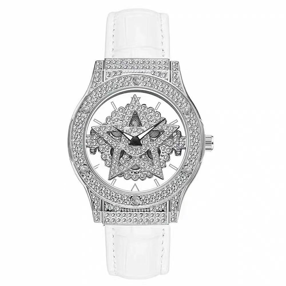 

Женские часы Колесо Вращение на 360° Пятизвездочные Полые Полностью Стразы Женские Часы