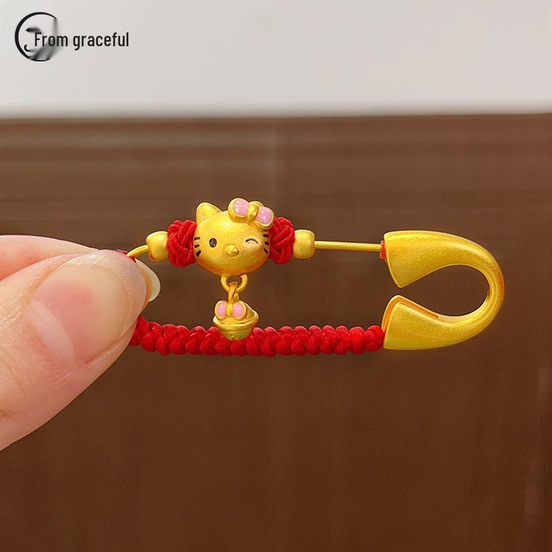 Złota broszka dla noworodka - Chiński styl półprodukt wisiorek uspokajający DIY prezent