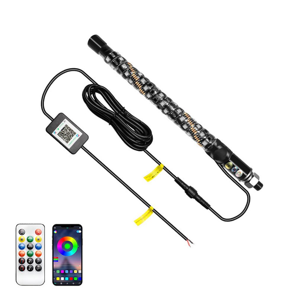LED Flagpole Lights Colorful Flagpole Spiral Antenna Whips Lights 30cm/1ft Remote Control for UTV ATV Off Road Truck Sand Buggy