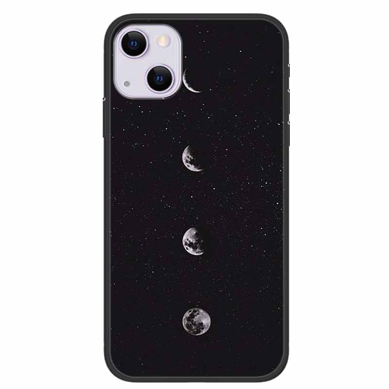 For iPhone 14/14 Plus Case Black Silicone Soft TPU Luxury Flower Animal Back Cover For iPhone 14/14 Plus New Shells for iPhone14