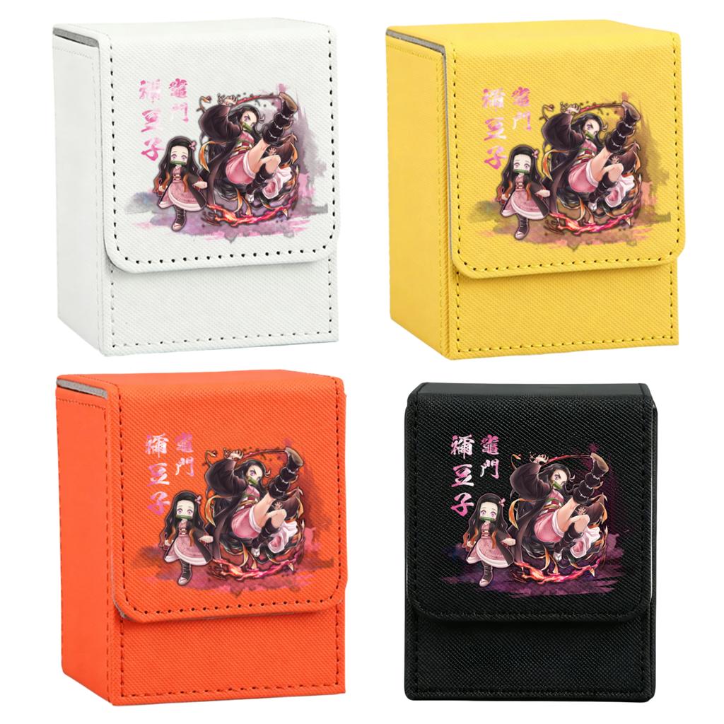 Anime Demon Slayer Card Case Kamado Tanjiro Nezuko Tsuyuri Agatsuma Zenitsu Self Made Leather Game Collection Card Storage Box
