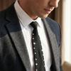 Black Lazy Rhinestone Neck Tie Flexible Pre Tied Neck Tie Business Adjustable Neck Tie  Festive