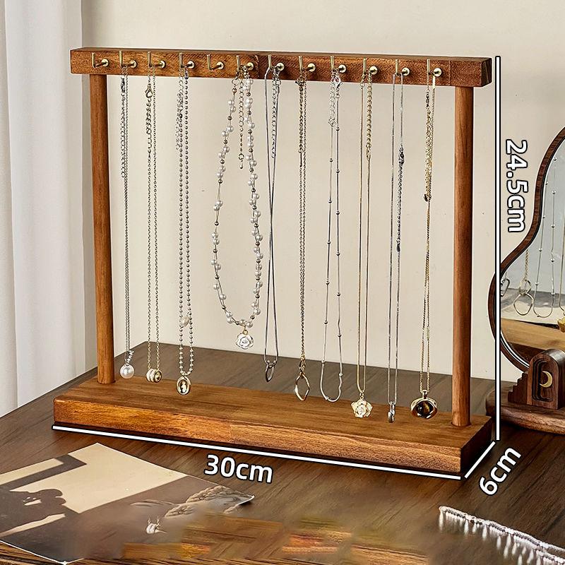 

Подставка для ювелирных изделий из цельного дерева, подвесная стойка для ожерелий, цепей, сережек, браслетов, витрина, стеллаж для хранения