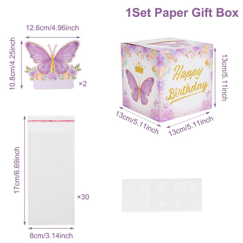Butterfly Candy Gift Box Pink Purple Butterfly Birthday Party Decorations Kids Wedding Supplies Baby Shower Cookie Biscuit Box