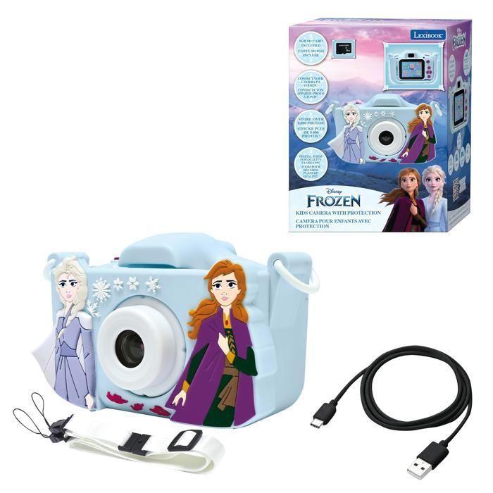 LEXIBOOK Appareil photo enfant avec protection - 4 en 1 - Reine des neiges - Carte mémoire 8go - Étui - Photo, Vidéo, MP3, jeux