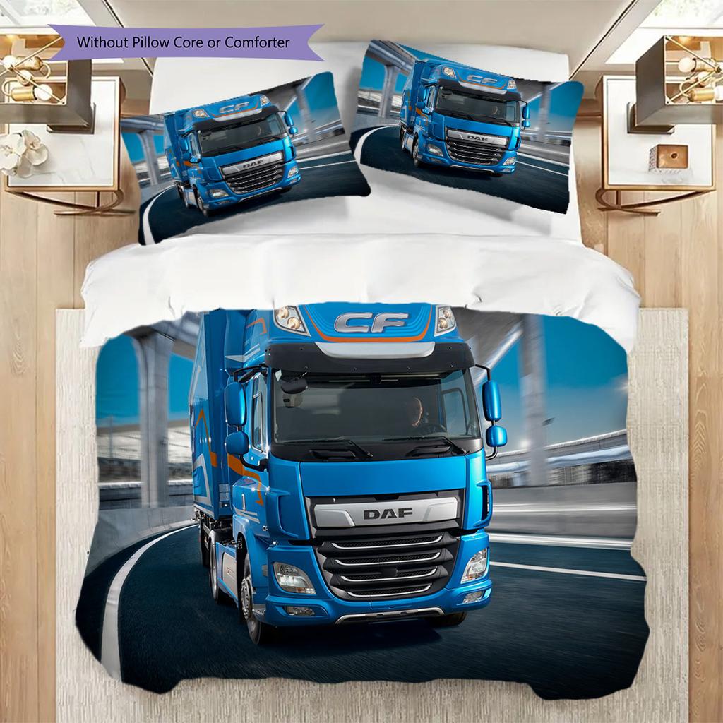 Biancheria da letto Dinamica Blu Camion Autostrada (1 * copripiumino + 2 * federa, senza nucleo) Set biancheria da letto 2D Piatto Regalo di Natale Compleanno Morbido e Confortevole