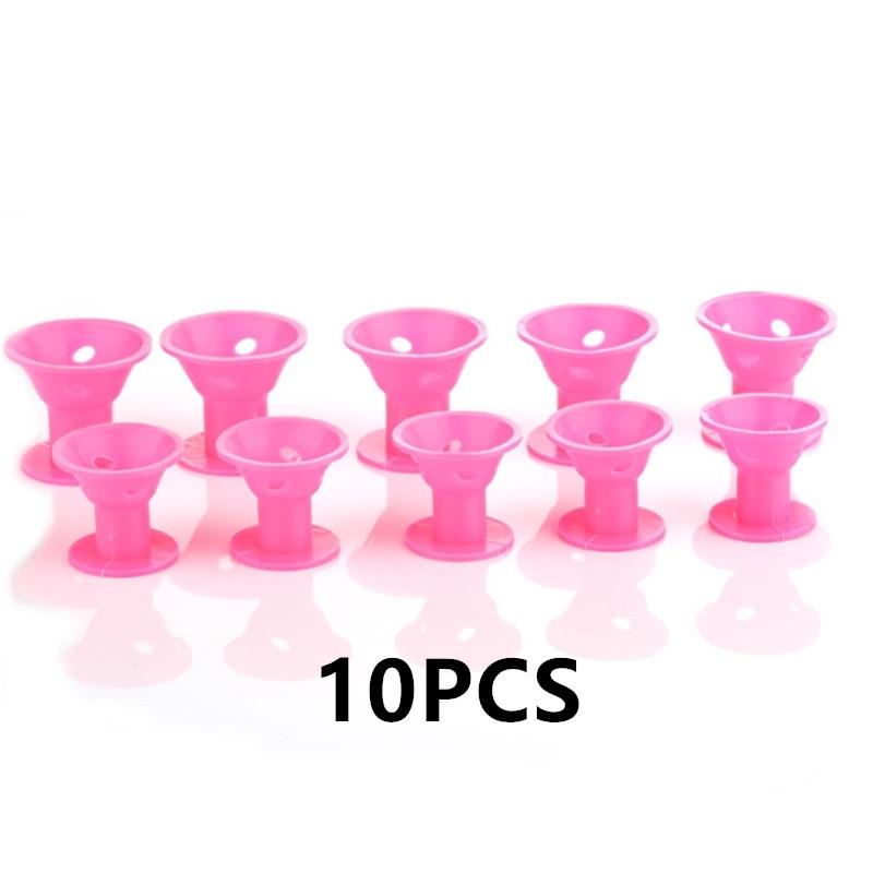 10/20PCS Pink Silicone Curlers Heatless Sleeping Bangs Roll Mushroom Bell Curlers Curly Hair Tubes For Women Girls Hair Curler