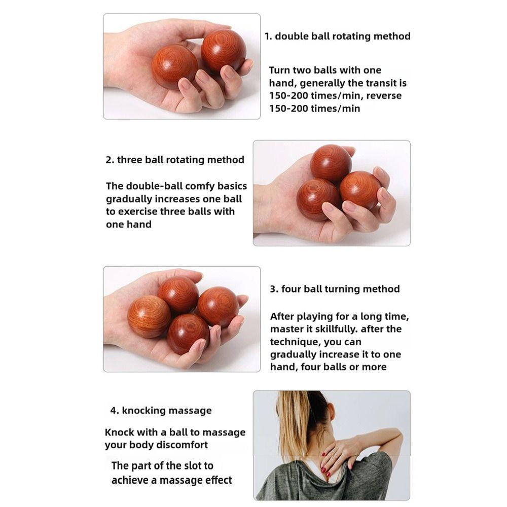 2Pcs Wooden Baoding Balls Massage Hand Exercise Massage Balls Stress Ball  Health Therapy