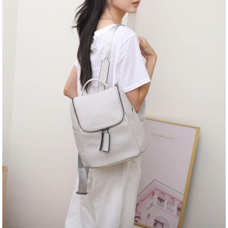 Mochila de Cuero Genuino Bolso de Mujer Bolsa de Viaje Mochila Escolar Estudiantil Moderna Gran Capacidad