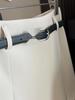 Spring 2026 High-Waisted Gray Pleated Midi Skirt - Elegant, Versatile A-Line Design for Women