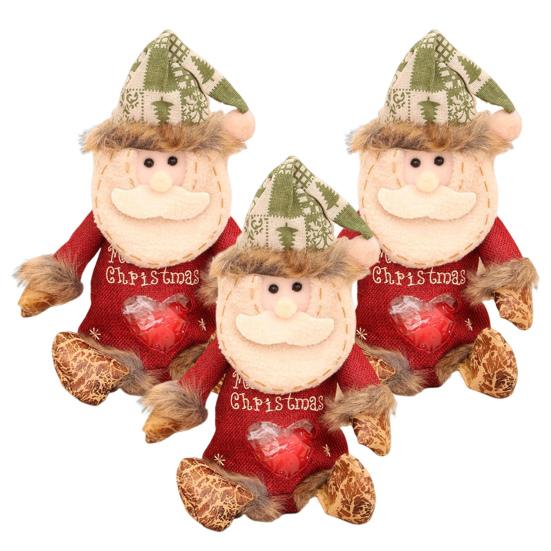 3Pcs Christmas Gift Bags Snowman Santa Elk Patterns Decorative Candy Bags