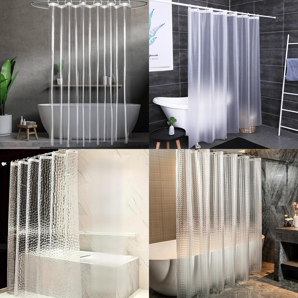 Peva Bathroom Curtain Waterproof Modern Style With 3d Silky Pattern For Shower Area