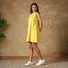 Women Yellow Cotton Sleeveless Racerback Dress Casual Loose Fit Summer Mini Dress for Travel Vacation Daily Wear