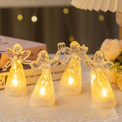 LED Luminous Little Angel Ornament - Plastic Imitation Crystal Cartoon Decorative Night Light with Soft Glow