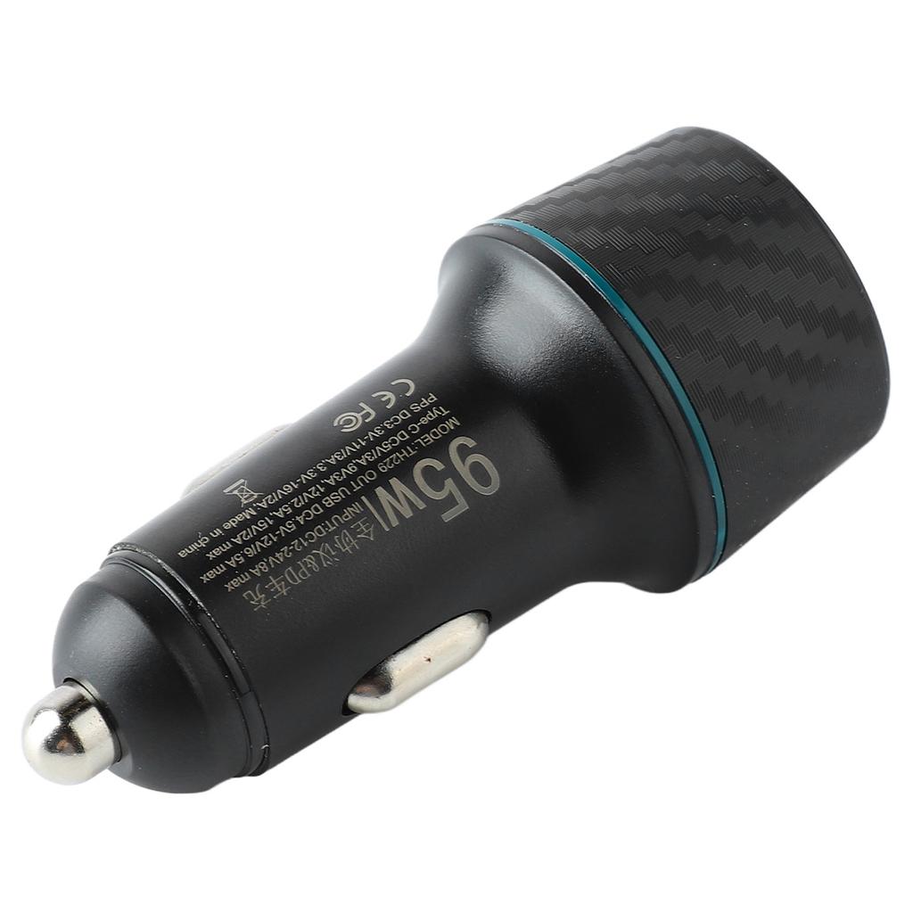 DC 12?24V Autoladegerät 95W USB PD Dual-Port Schnellladung Kohlefaser-Stil Zigarettenanzünder